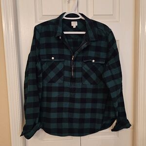 J. Crew Flannel Half Zip Popover